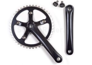 Kurbelsatz Singlespeed, 44 Zähne, Vierkant, Aluminium, silber o. schwarz - schwarz