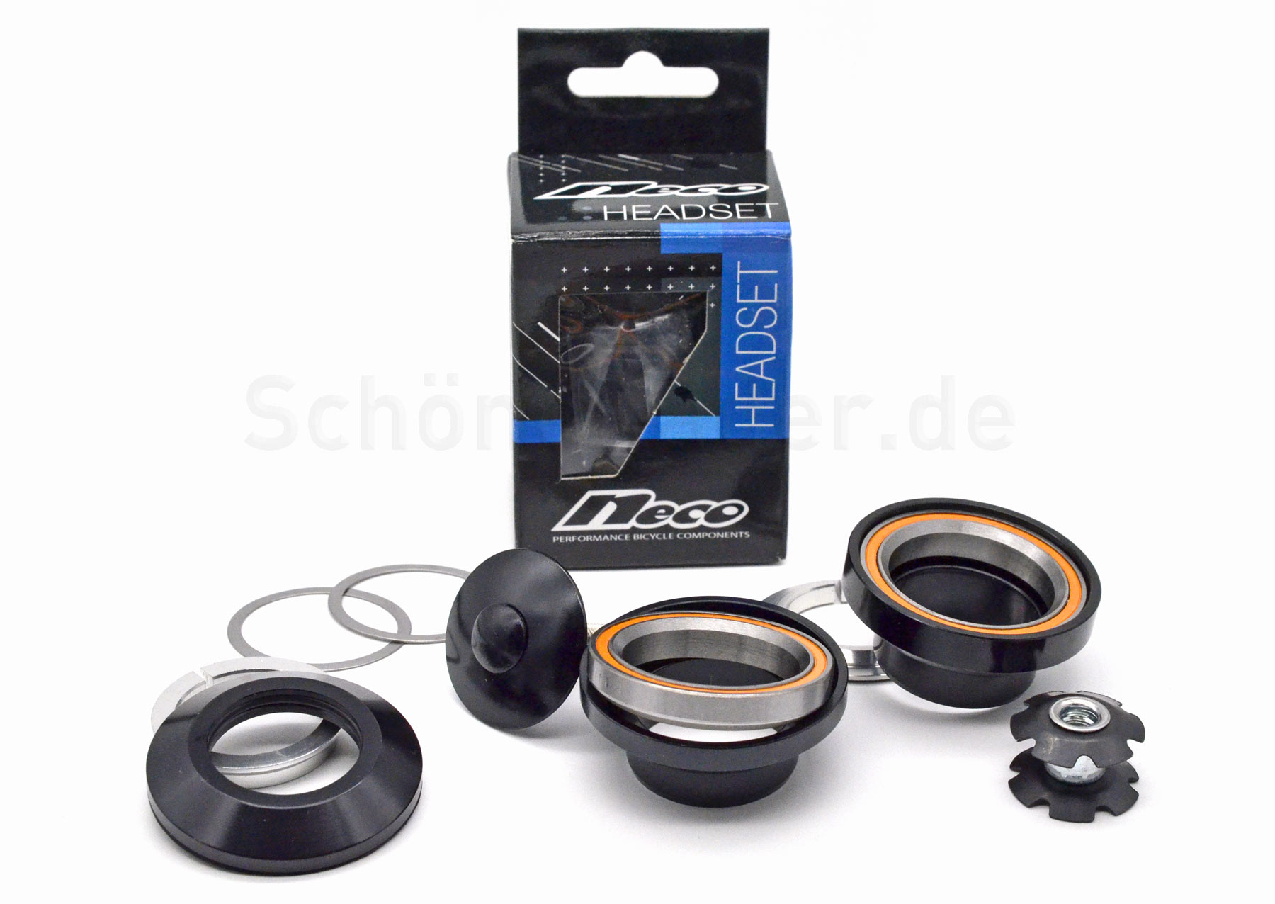 Ahead-Steuersatz 1", Neco, gekapselte Cartridge-Lager, Aluminium, schwarz – Bild 3