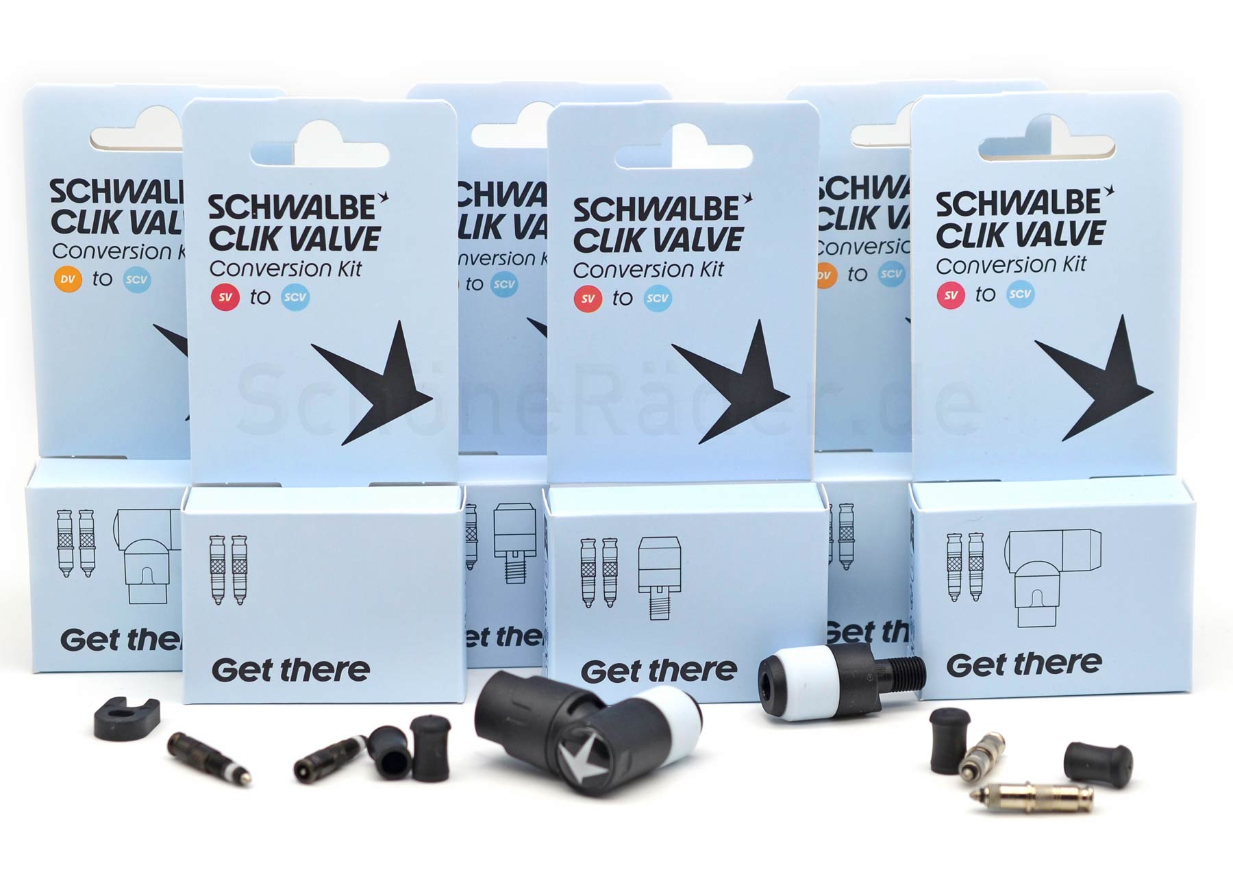 Schwalbe CLIK VALVE, verschiedene CONVERSION KITS, SV oder DV auf Clik Valve